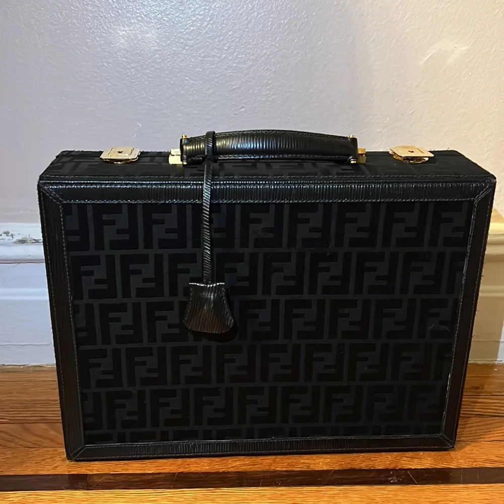 SALE!! Fendi unisex FF jacquard logo monogram jewlery trunk briefcase bag